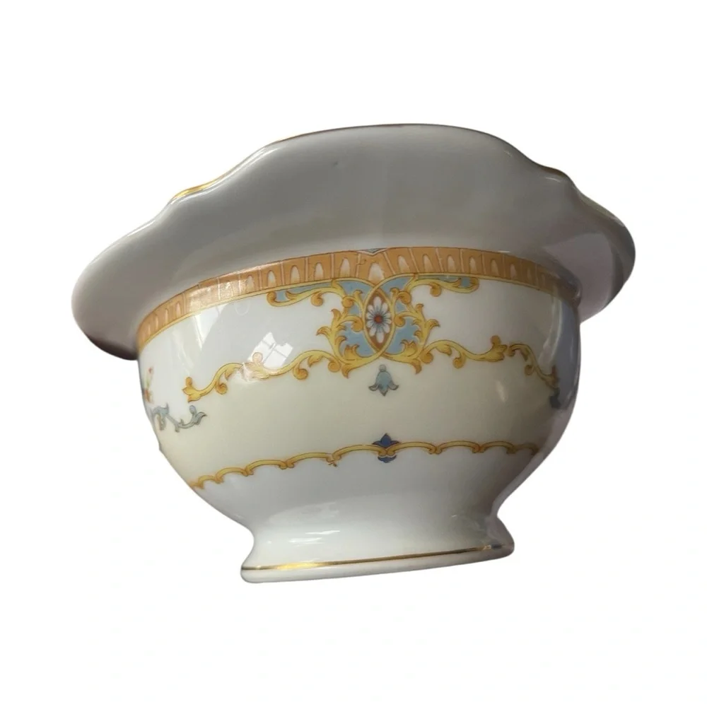 Vtg Meito China Empire Pattern Covered Sugar Bowl Windsor Shape Gold & Blue - Picture 3 of 8